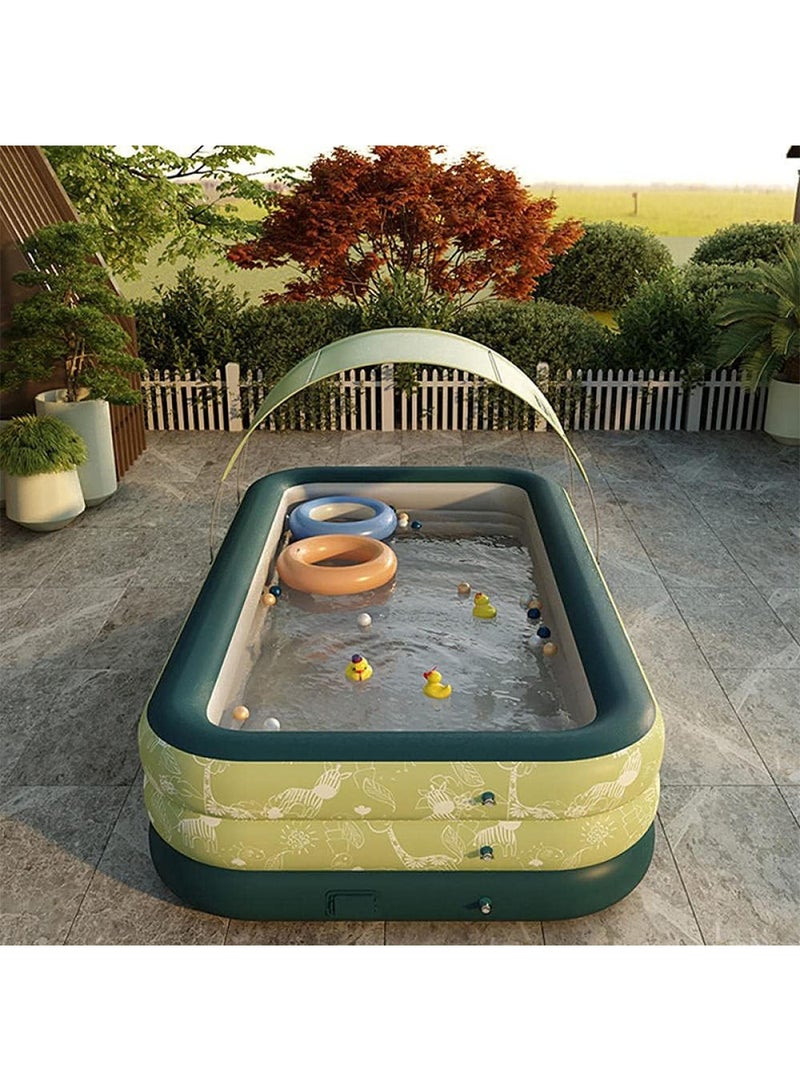 Automatic Inflatable Swimming Pool with Sun Shade for Kids & Adults, Family Pool