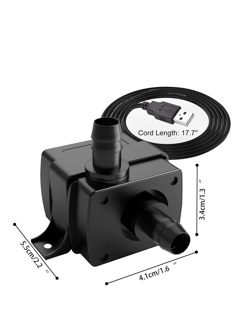 SYOSI Mini Submersible Water Pump Quiet USB Fountain Pump Electric Brushless Fountain Pump Powerful Water Pumps for Aquarium Fish Tank Pond Fountain Hydroponics USB Mini Pump