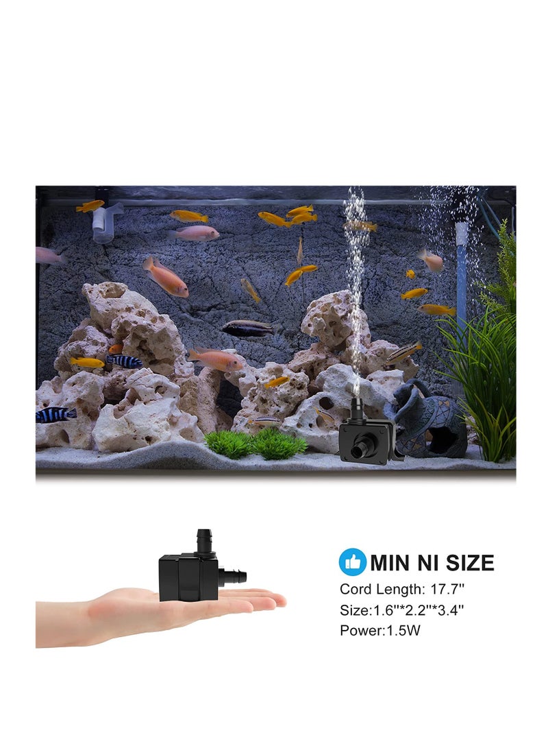SYOSI Mini Submersible Water Pump Quiet USB Fountain Pump Electric Brushless Fountain Pump Powerful Water Pumps for Aquarium Fish Tank Pond Fountain Hydroponics USB Mini Pump