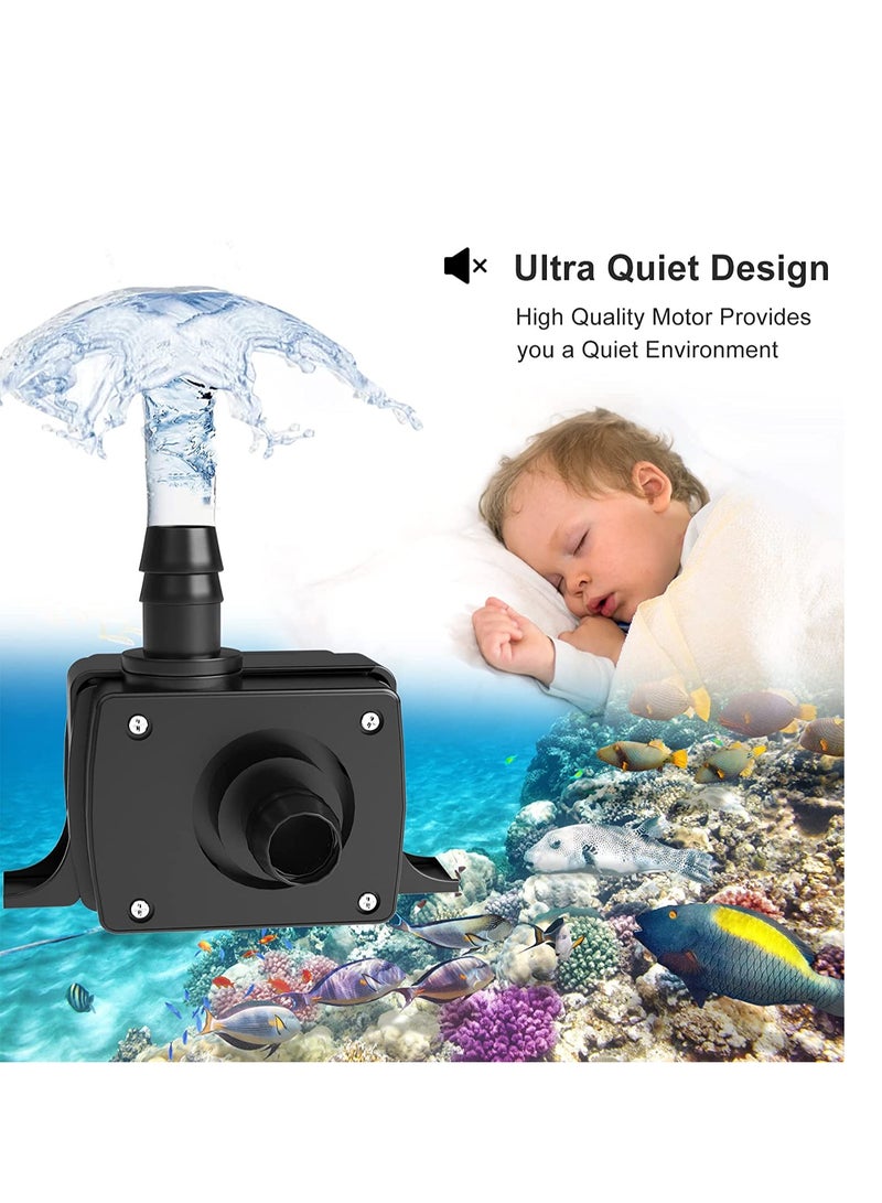 SYOSI Mini Submersible Water Pump Quiet USB Fountain Pump Electric Brushless Fountain Pump Powerful Water Pumps for Aquarium Fish Tank Pond Fountain Hydroponics USB Mini Pump