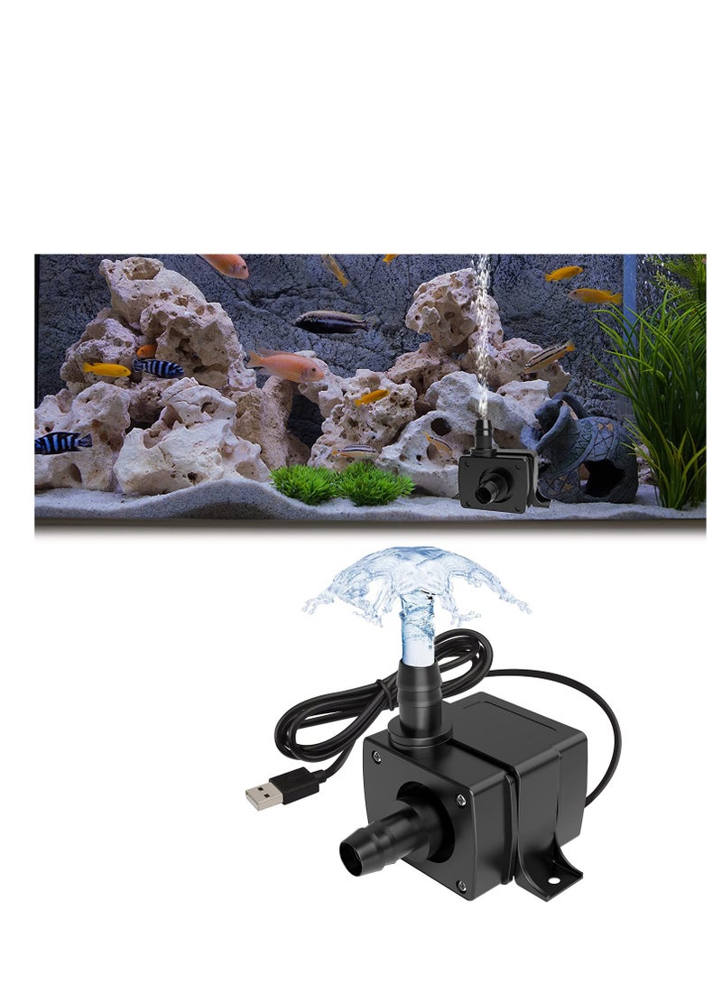 SYOSI Mini Submersible Water Pump Quiet USB Fountain Pump Electric Brushless Fountain Pump Powerful Water Pumps for Aquarium Fish Tank Pond Fountain Hydroponics USB Mini Pump