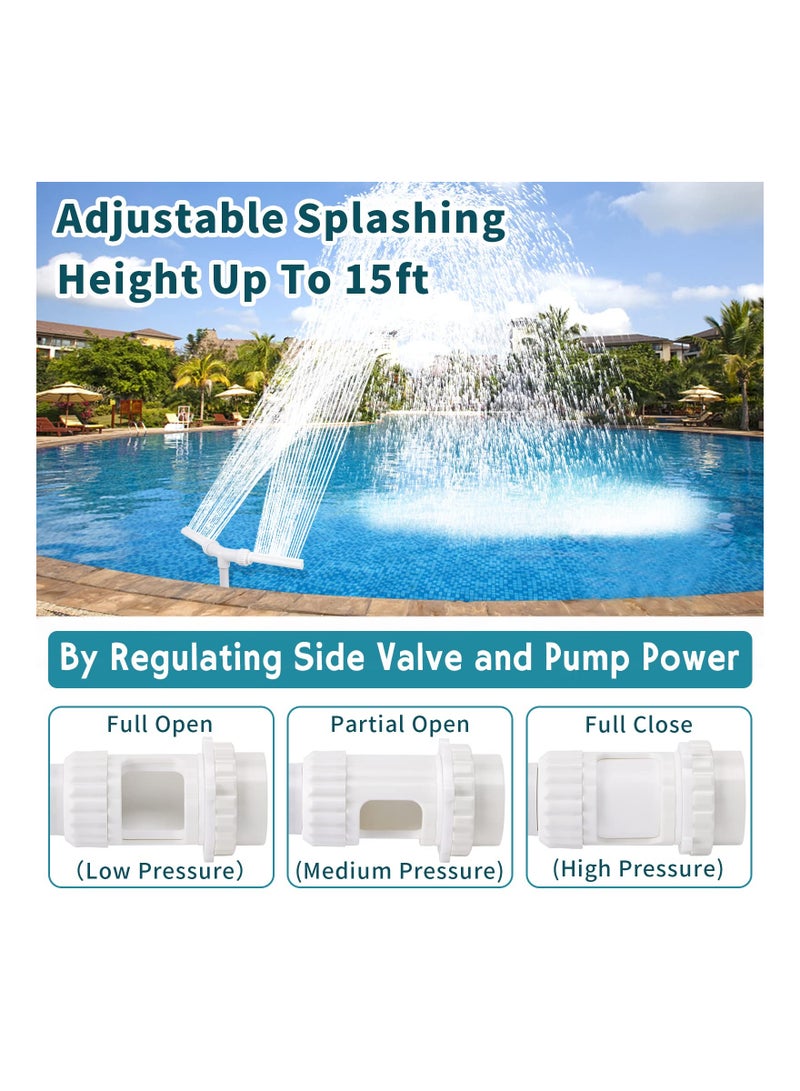 Water-Fountain Dual Spray Swimming-Pool-Accessories - Upgrade Above/Inground Waterfall Cooler, Adjustable 2 in 1 Spray Nozzle, High Pressure Pond Aerator, Garden Sprinkle Feature Outdoor Decor