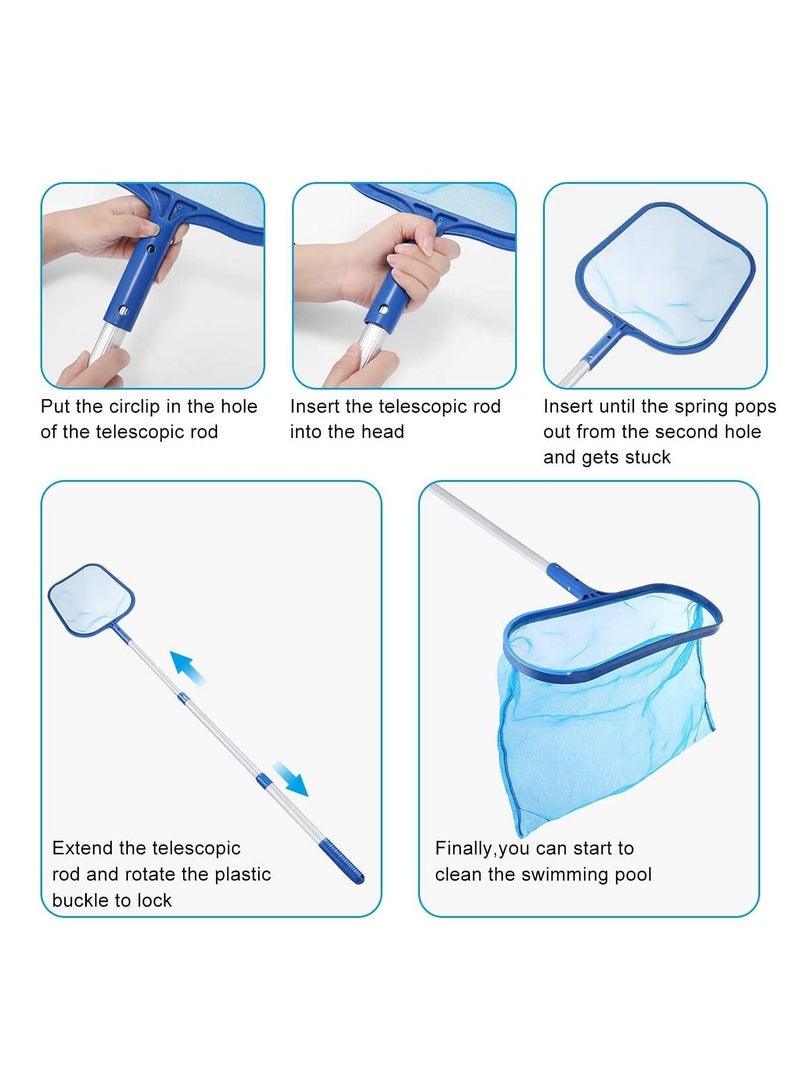 wimming Pool Deep Leaf Net Pools Spas Skimmer Hot Tub With Telescopic pole, Fine Mesh Net, Sturdy Frame, Strong Grip Handle, Pole Swimming For Garden Pond, Fountain, And Spa