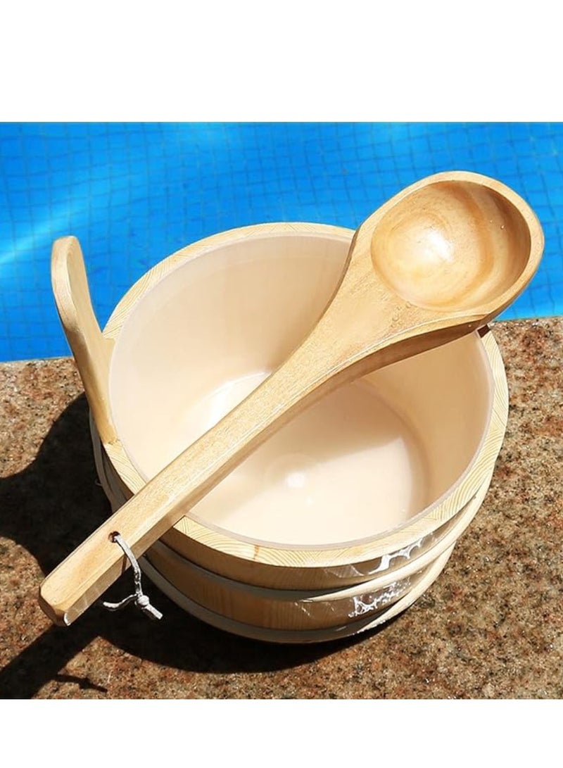 4L Wooden Sauna Bucket and Ladle Sauna Water Bucket Home Sauna