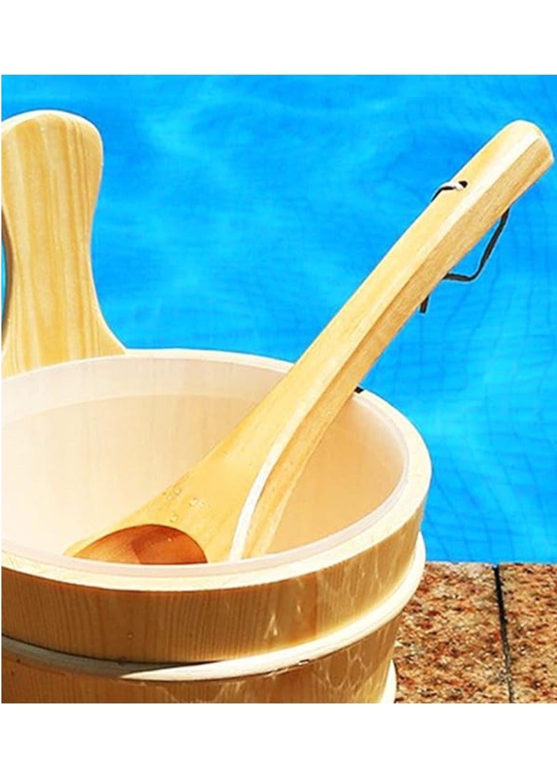 4L Wooden Sauna Bucket and Ladle Sauna Water Bucket Home Sauna