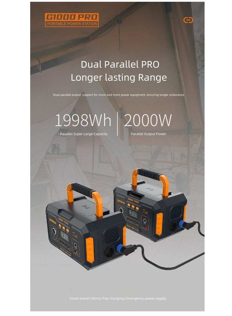 Portable Power Station: 500W Solar Generator, 999Wh Pure Sine Wave, LED Lighting – Ideal for Home, Camping, and Emergencies