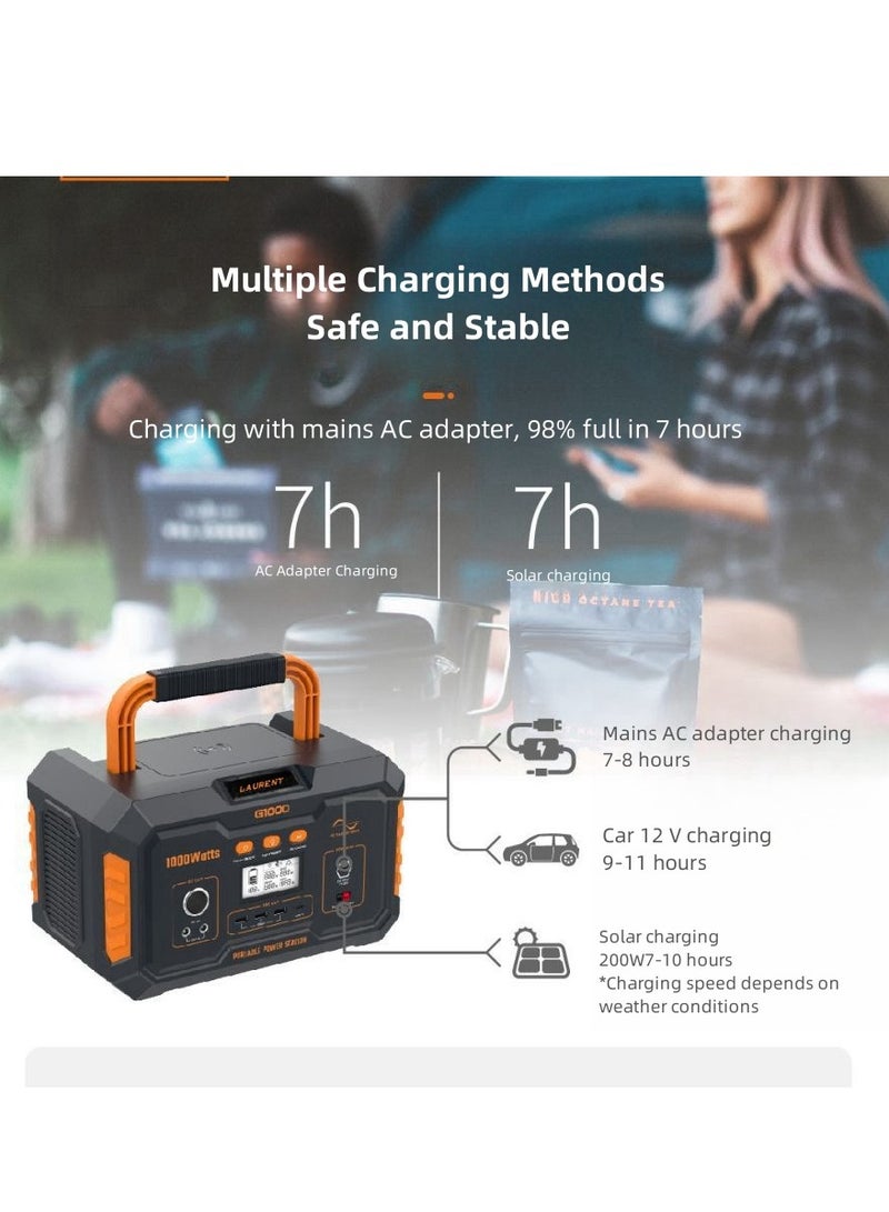 Portable Power Station: 500W Solar Generator, 999Wh Pure Sine Wave, LED Lighting – Ideal for Home, Camping, and Emergencies