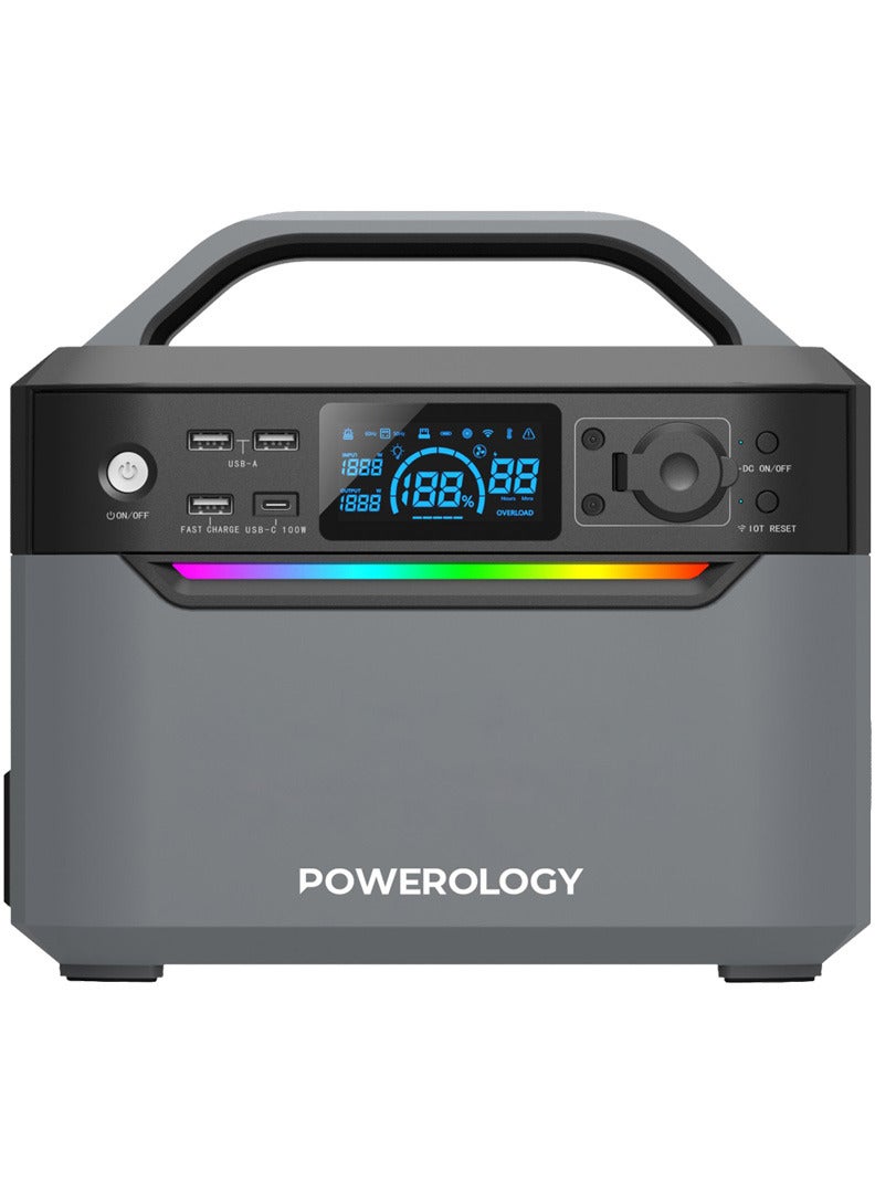 Powerology 120000mAh Portable Power Generator Fast Charging 384Wh 600W - Black