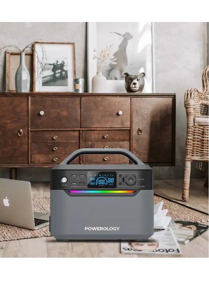 Powerology 120000mAh Portable Power Generator Fast Charging 384Wh 600W - Black