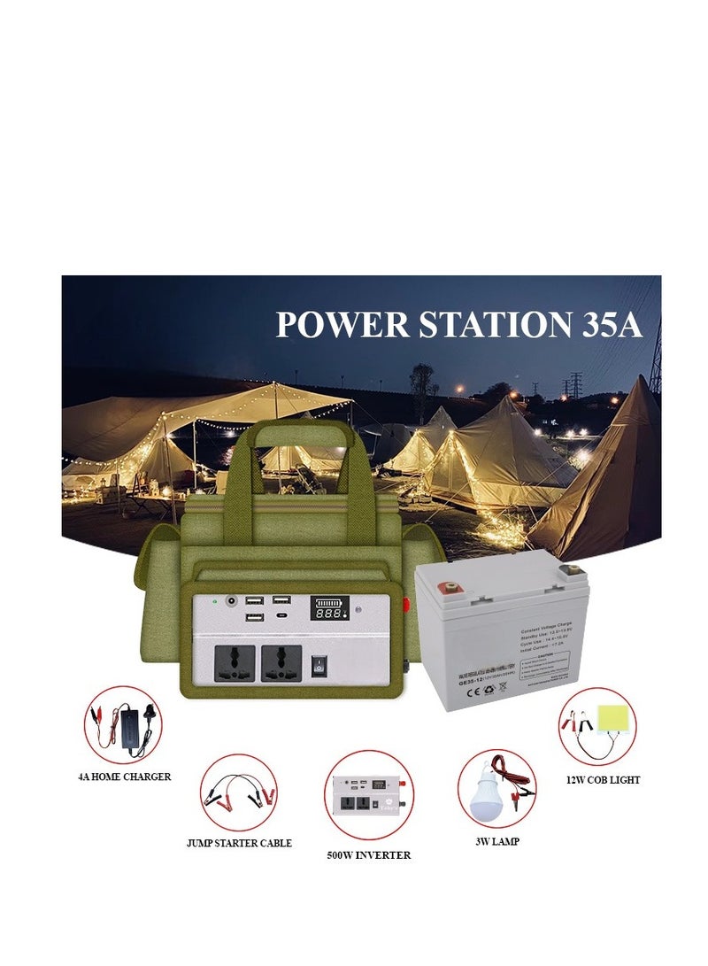 Portable Power Plant 350W boasts a compact design and includes a portable generator powered by a 350Wh 110V/35000mAh lithium backup battery, making it perfect for outdoor camping adventures