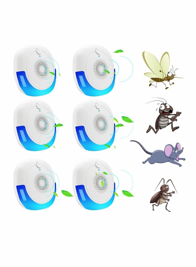 Ultrasonic Pest Repeller 6 Packs Electronic Plug Control Mosquito Indoor for Home Office Bugs Roaches Spiders Flies Mosquitoes Bat Fleas Rodents