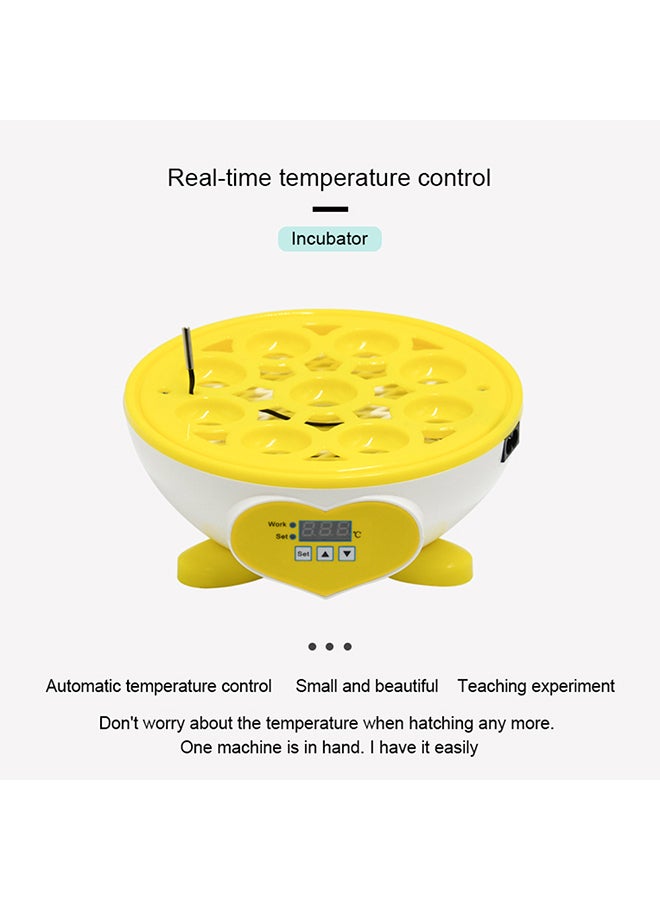 Compact Size Household 9 Eggs Incubator Digital Temperature Adjustable Hatcher Multifunctional Brooder Multicolor 21.50X19.20X21.50cm