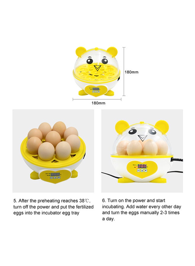 Compact Size Household 9 Eggs Incubator Digital Temperature Adjustable Hatcher Multifunctional Brooder Multicolor 21.50X19.20X21.50cm