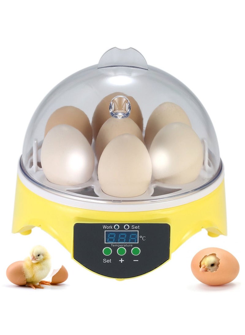 VITION 7 Eggs Mini Digital Egg Incubator Hatcher Transparent Eggs Hatching Machine Automatic Temperature Control for Chicken Duck Bird Eggs