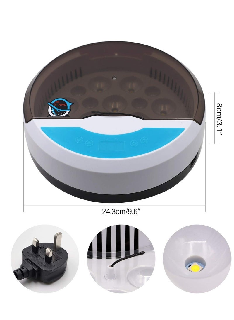 Egg Incubator, with 9 LED Light Egg Candle Tester and Temperature Control Device, One-Key Incubation Mini Home Hatching Equipment, 9 Egg Incubator Breeder for Chicken, Duck, Goose, Bird