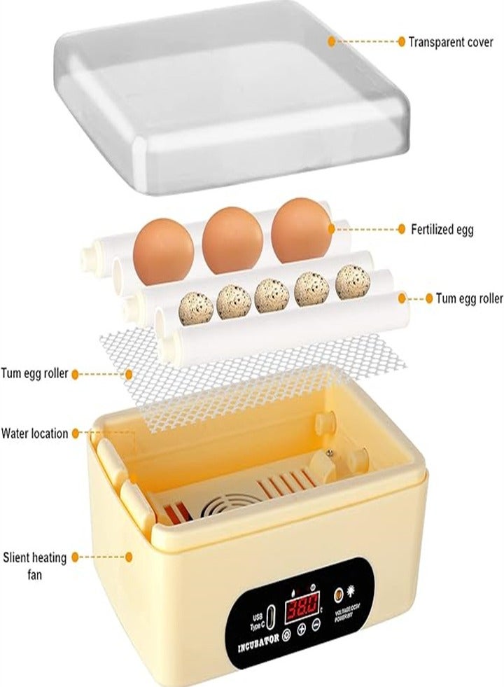 6 USB fully automatic incubator small incubator educational enlightenment incubator chicken, duck, pigeon, quail egg incubator