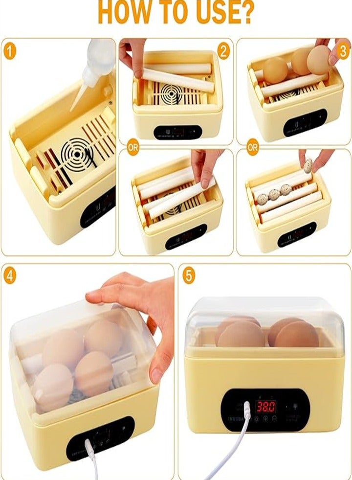 6 USB fully automatic incubator small incubator educational enlightenment incubator chicken, duck, pigeon, quail egg incubator