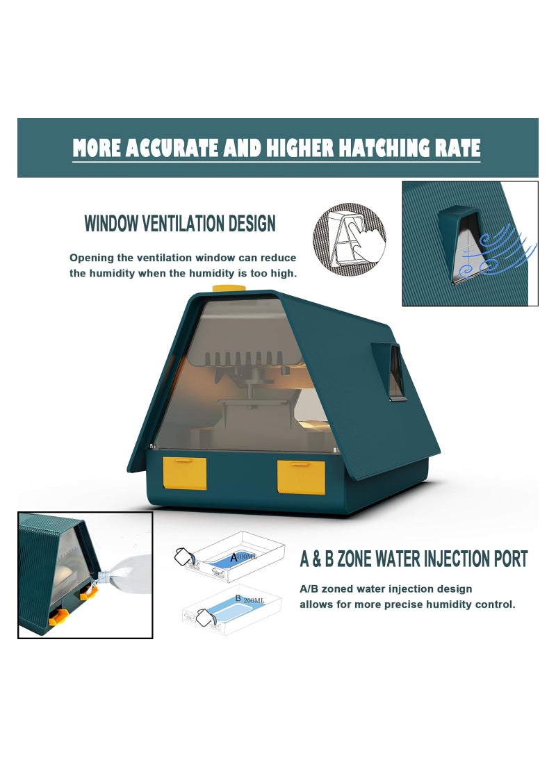 Egg Incubator, Incubators for 10 Hatching Eggs, With Automatic Egg Turning, Humidity and Temperature Control, Come with Egg Candler Incubator for Chicken Eggs Quail Duck, with LED light