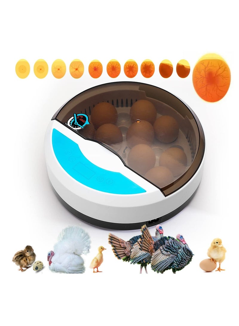 9-Egg Incubator with LED Candle Tester & Temperature Control - Mini Home Hatching Device for Chickens, Ducks, Geese & Birds