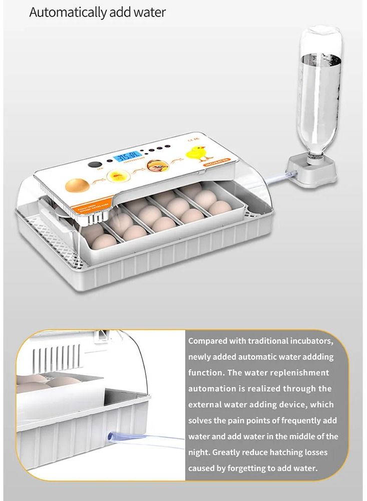 20 Eggs Fully Automatic Poultry Hatcher Machine with Humidity Display 20 Egg Incubator Egg Turner