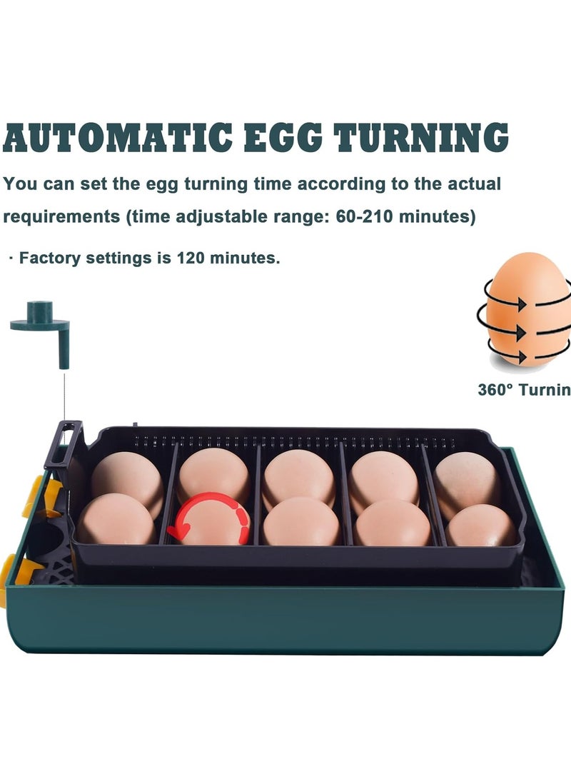 Egg Incubator, Incubators for 10 Hatching Eggs, With Automatic Egg Turning, Humidity and Temperature Control, Come with Egg Candler Incubator for Chicken Eggs Quail Duck, with LED light