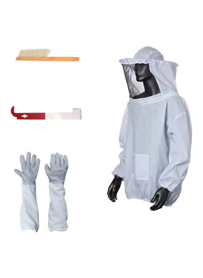 5-Piece Beekeeping Suit And Tool Set White/Red/Silver