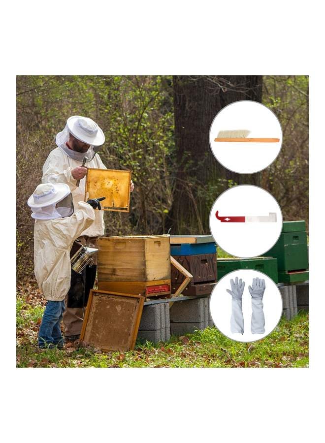 5-Piece Beekeeping Suit And Tool Set White/Red/Silver