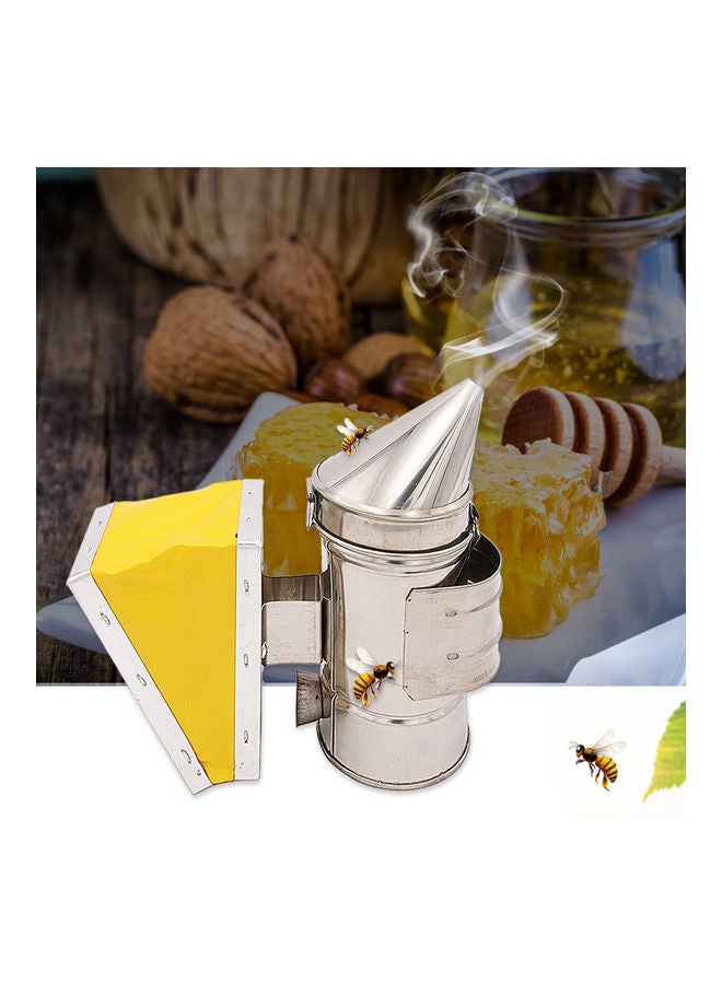 Stainless Steel Heat Chamber Yellow Bellow Beekeeping Equipment Silver/Yellow 19 x 10 x 15cm