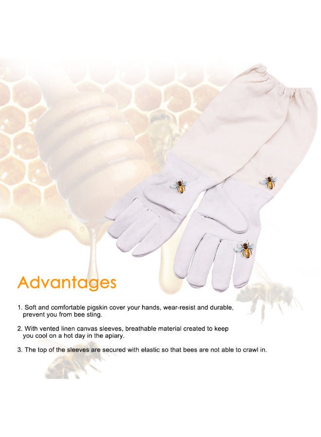 Protective Anti-slash Beekeeping Glove White 30centimeter