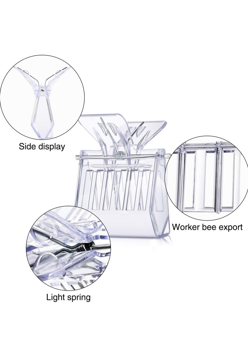 5 Pieces Plastic Bee Queen Clips Transparent Bee Cages with Queen Bee Marking Bottle for Beekeepers Mark Tool(1 pcs Marker Bottle +5 pcs Clip)