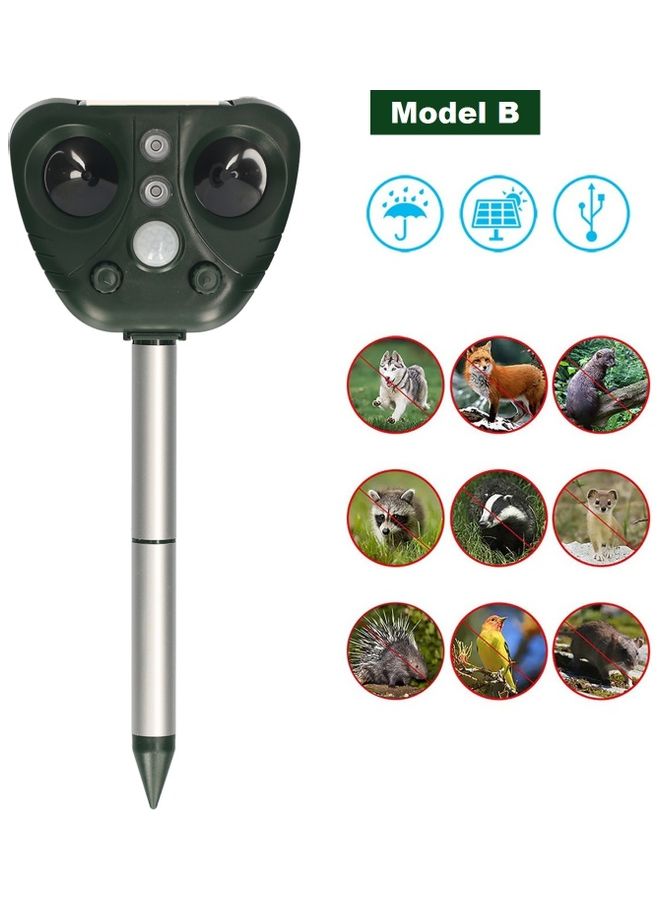 Solar Powered Ultrasonic Animal Scarer Black/Silver