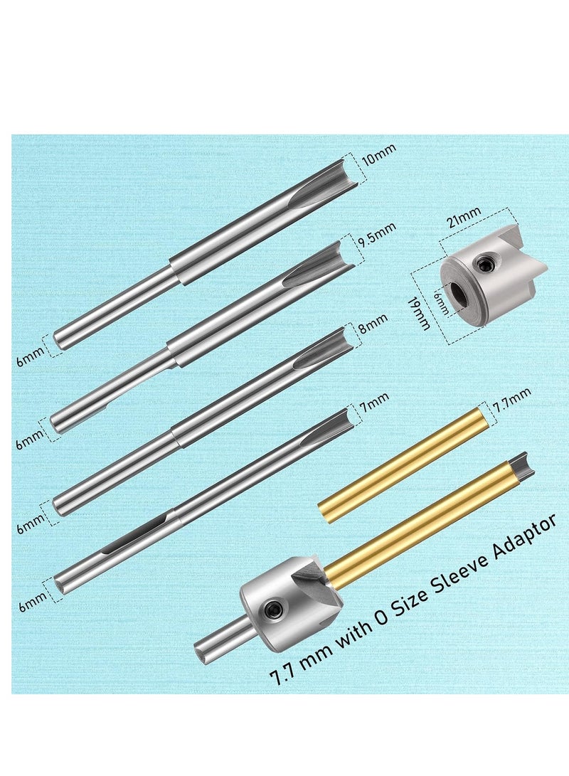 Pen Barrel Trimmer Kit 7PCs Pen Barrel Trimming System Mill Trimmer Set 7mm/ 8mm/ 9.5mm/ 10mm Cutter Shafts with Cutting Head + Sleeve Adapter + Hex Key Wrench for Woodworking Pen Kit Preparation