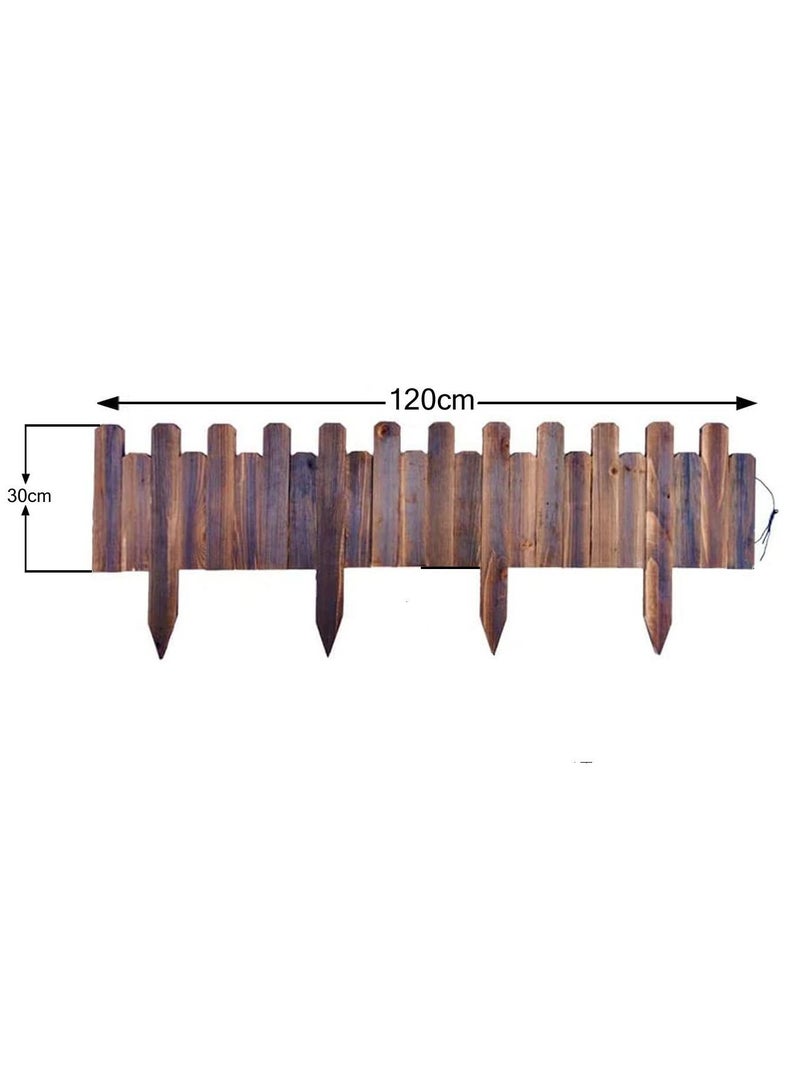 Decorative Wooden Garden Fence Interlocking Border Panels Garden Edging Landscape Picket Border Solid Fence Panels Carbonized Wood Lawn Patio Fencing Barrier