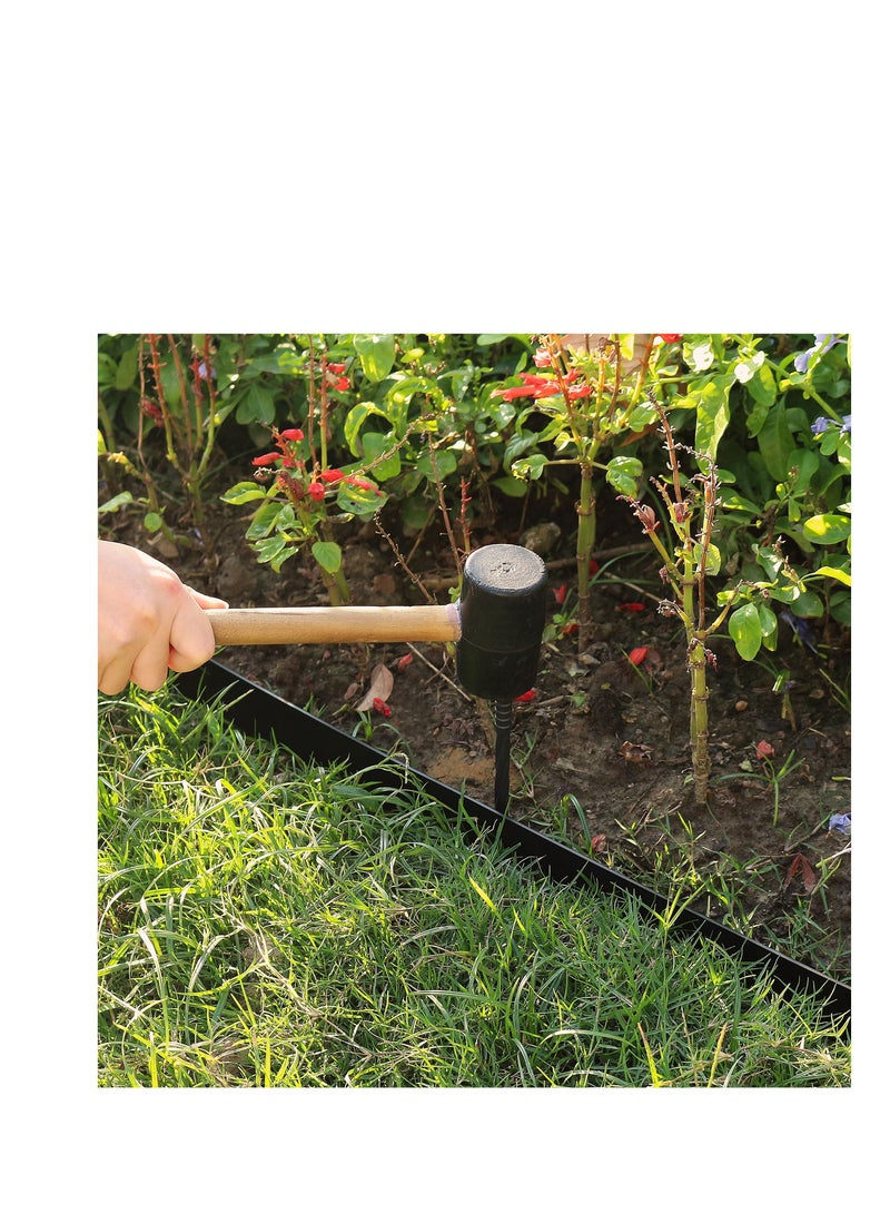 Landscape Edging Kit, No Dig Landscape Edging, About Long 16ft/5m Edging Coil Comes with 15 Pcs Spikes,  No Dig Lawn Border Design