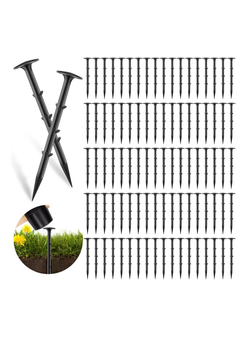 SYOSI 200 Pcs Plastic Landscape Garden Spikes, Sturdy Professional Tarp Stakes, Upgraded Multi-Use Spikes Erosion Anchor for Fabric Edging Yard Tents Cover (6 Inches)