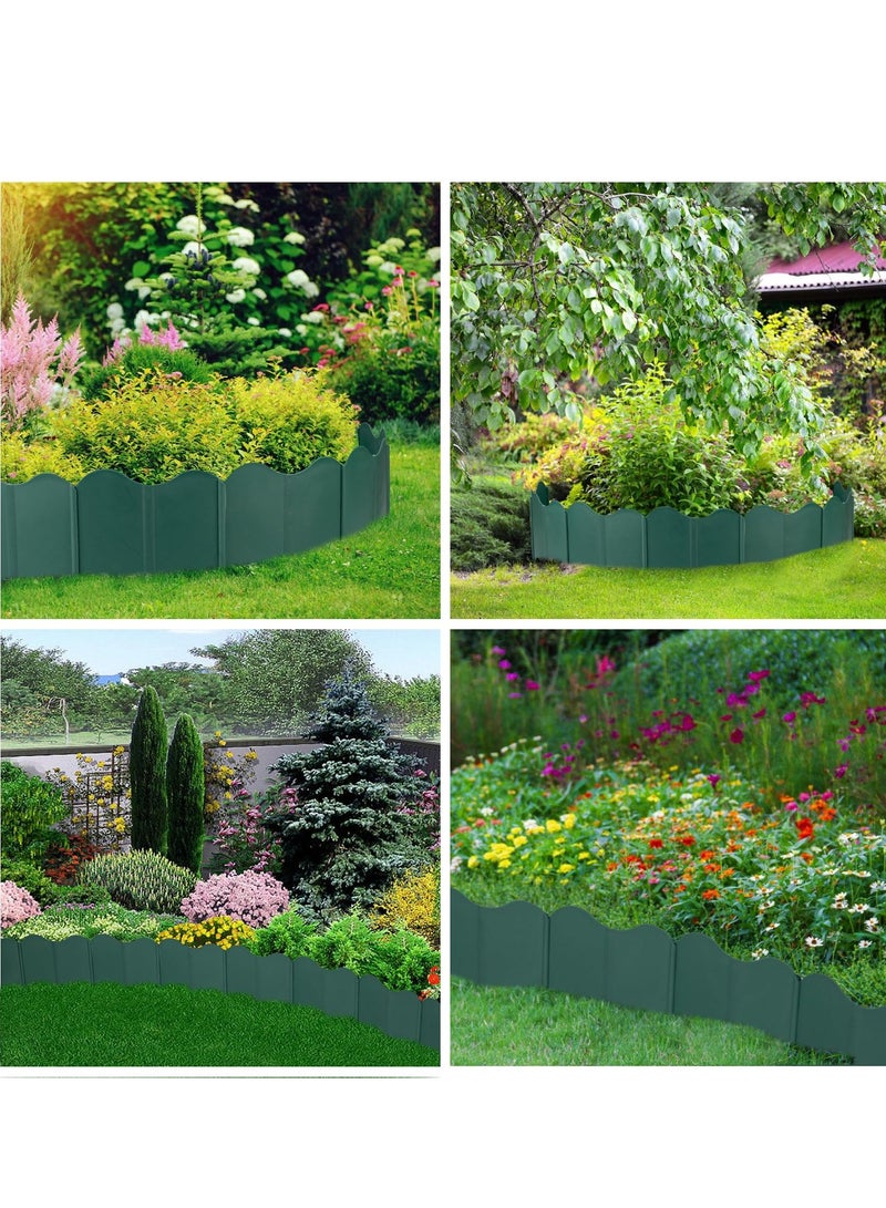 20Pcs Garden Edging Border Kit 10FT Fence Edgings Landscape Border No Dig Landscape Edging Decorative Interlocking for DIY  for Landscaping Lawn Flower Beds Grass Yard Walkway Green