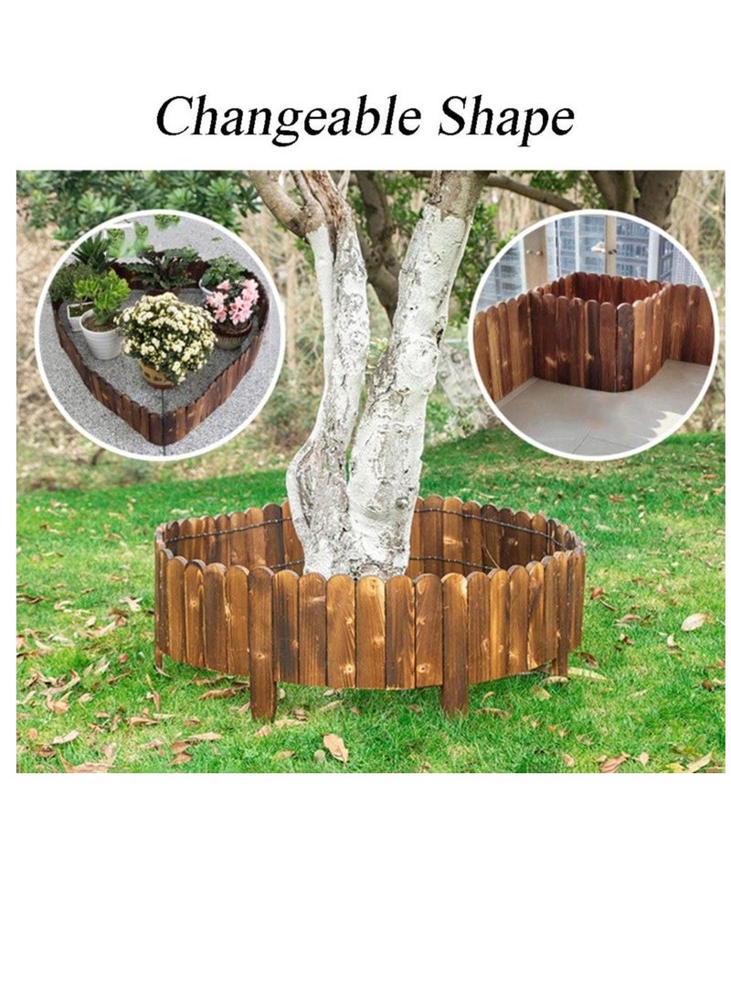 FFD Decorative Wooden Picket Fence Garden Edging Border in Natural Brown - Durable Wood Garden Border with Easy Installation for Outdoor Landscaping