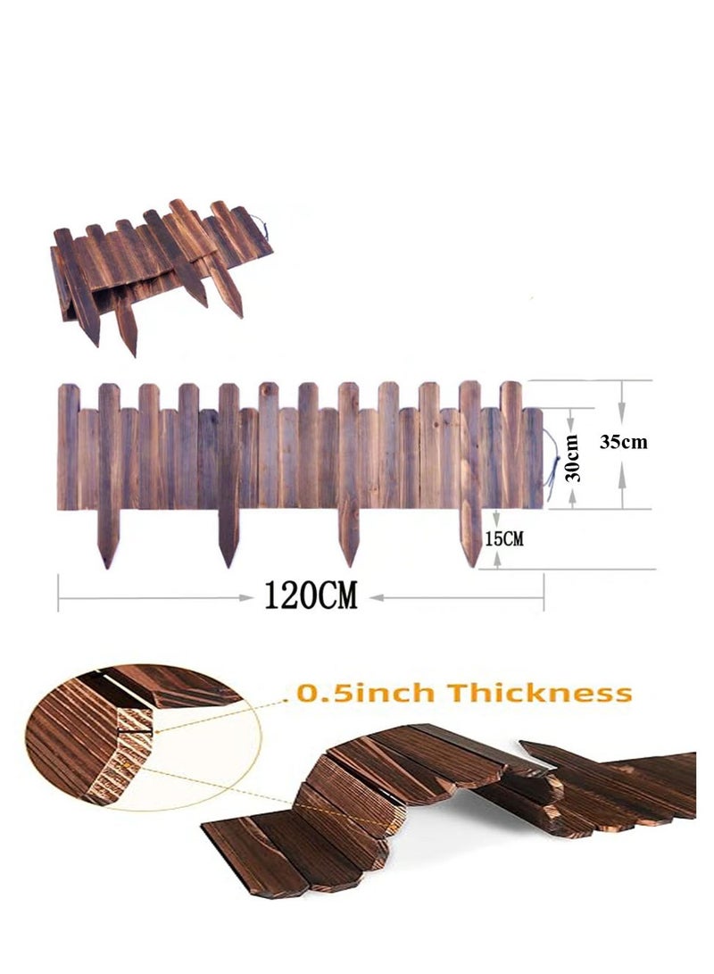 FFD Decorative Wooden Picket Fence Garden Edging Border in Natural Brown - Durable Wood Garden Border with Easy Installation for Outdoor Landscaping