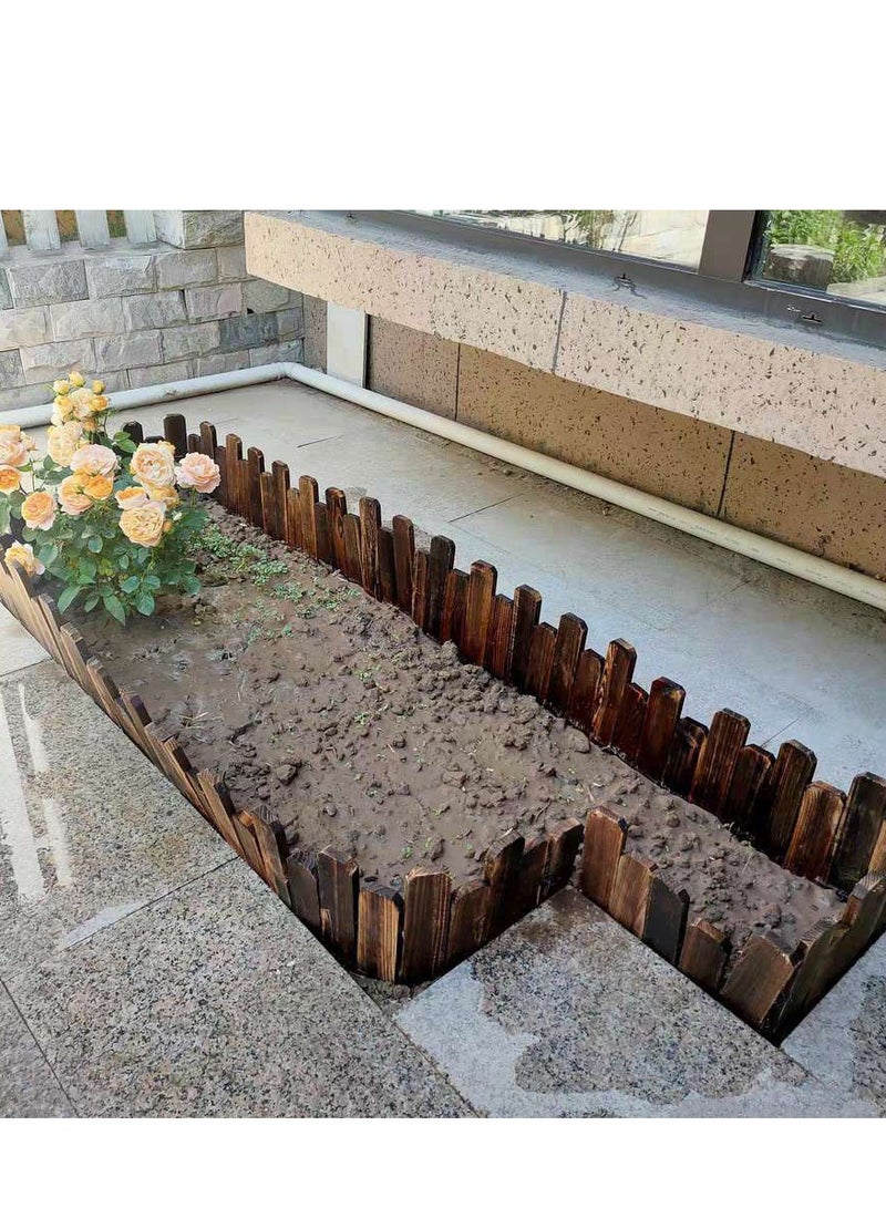 FFD Decorative Wooden Picket Fence Garden Edging Border in Natural Brown - Durable Wood Garden Border with Easy Installation for Outdoor Landscaping