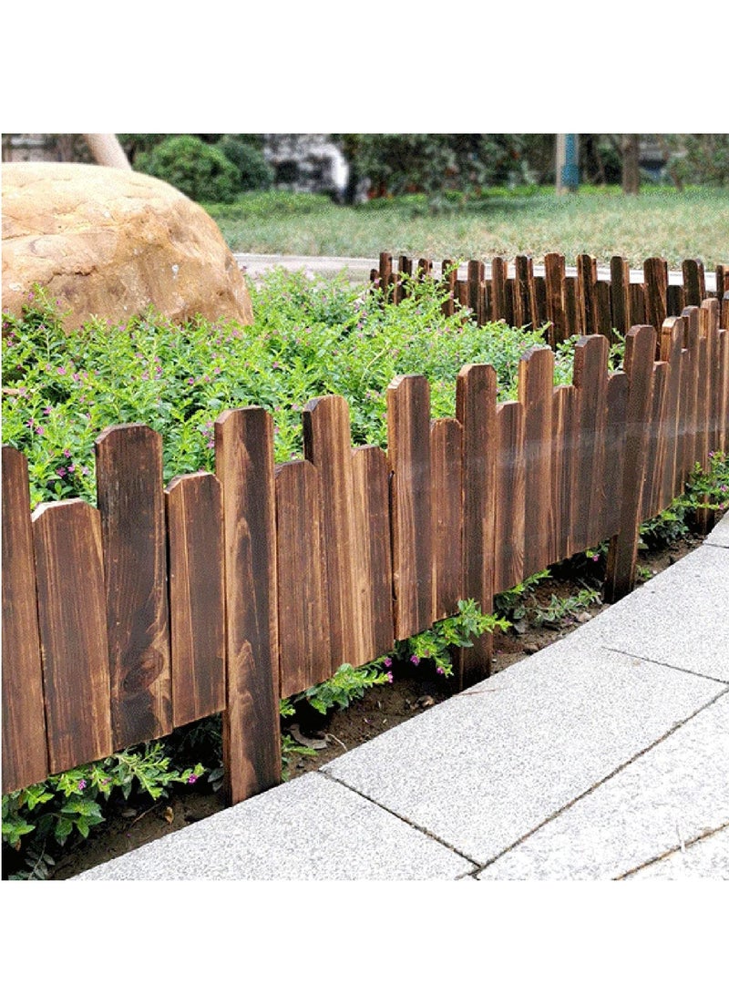 FFD Decorative Wooden Picket Fence Garden Edging Border in Natural Brown - Durable Wood Garden Border with Easy Installation for Outdoor Landscaping