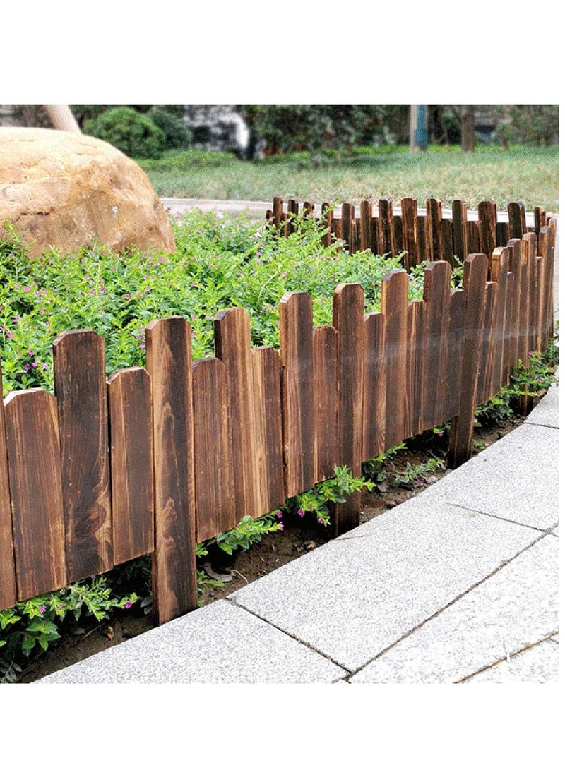 FFD Decorative Wooden Picket Fence Garden Edging Border in Natural Brown - Durable Wood Garden Border with Easy Installation for Outdoor Landscaping