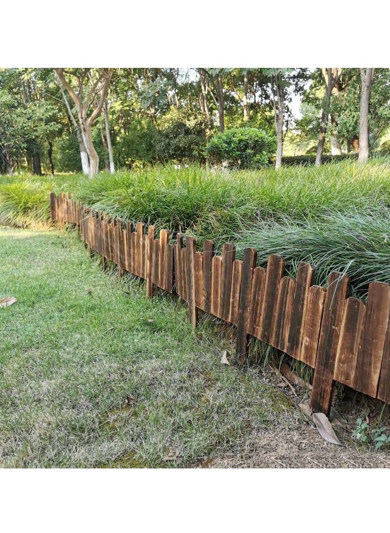 FFD Decorative Wooden Picket Fence Garden Edging Border in Natural Brown - Durable Wood Garden Border with Easy Installation for Outdoor Landscaping