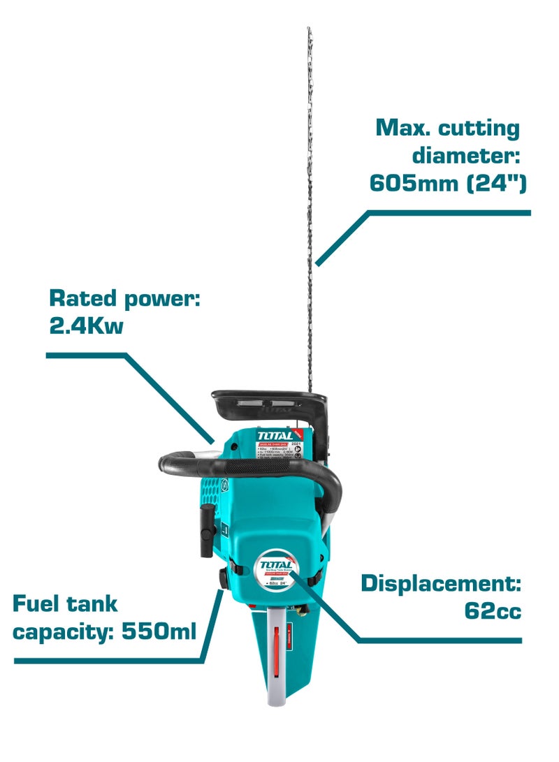 Total Gasoline Chain Saw 62cc (24