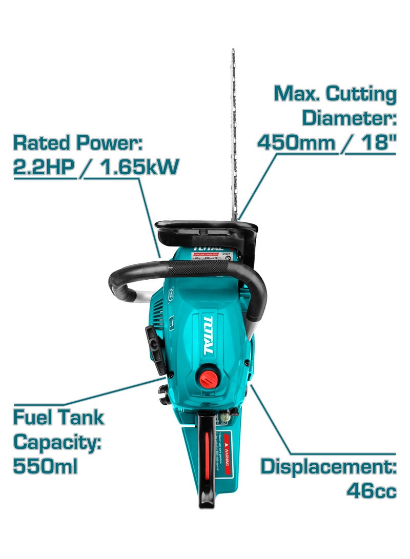 Total Gasoline-Powered Chainsaw 46cc 18” - High Performance for Efficient Cutting