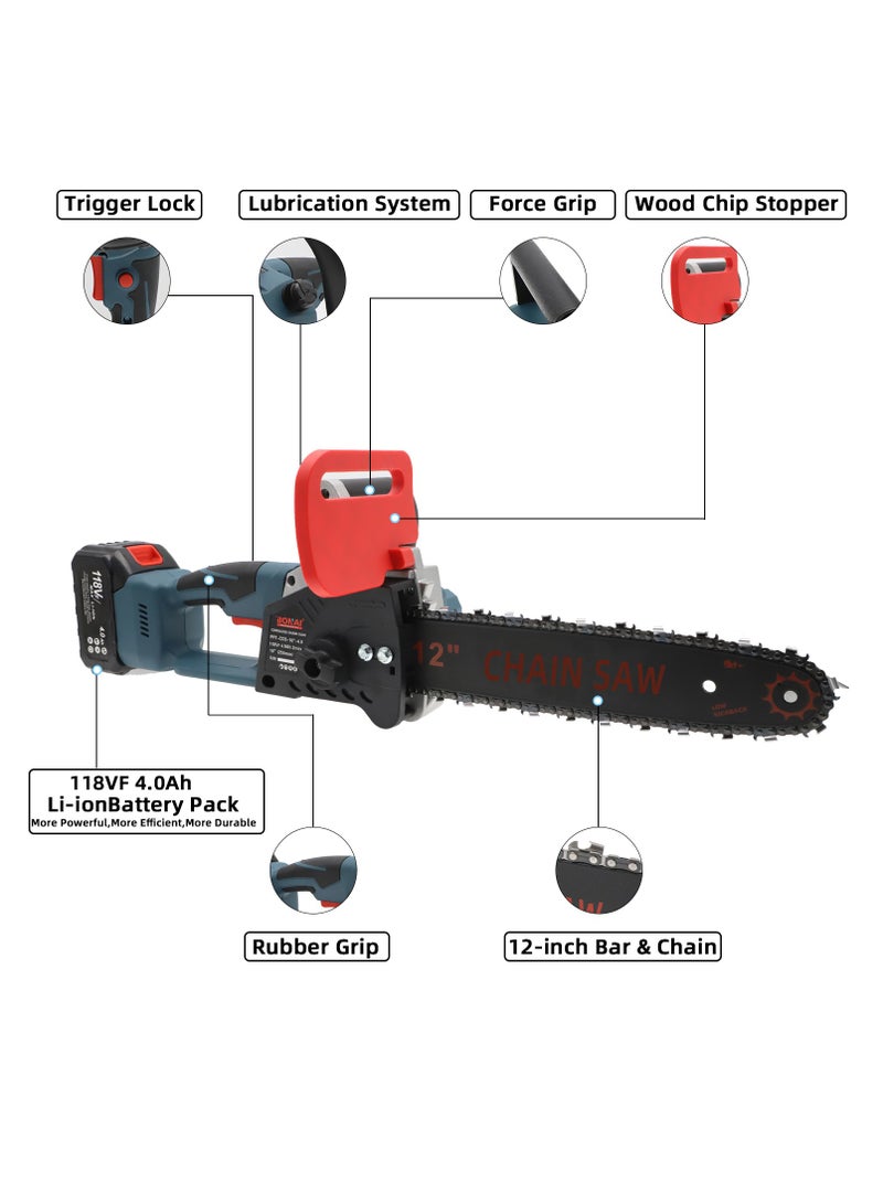 Bonai 255D 12-Inch Chainsaw: Powerful, Portable, and Sharp Cutting Tool for All kind of Woodwork