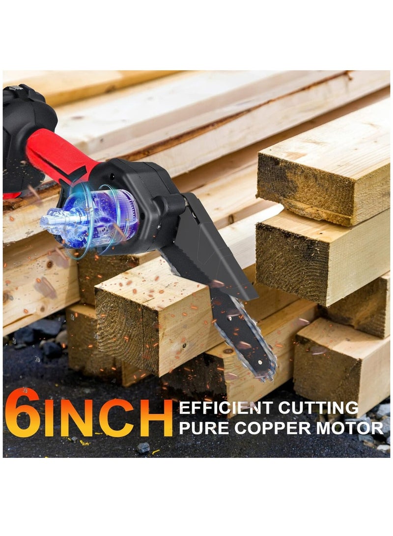 Mini Chainsaw Cordless, Garden Power Tools 24V Battery Power Pruning Cutting Chain Saw, 4 Inch,  Batteries , Chains, 1 Charger, Lightweight Portable Electric Saw Hand Trim Garden, Trees, Bushes, Wood