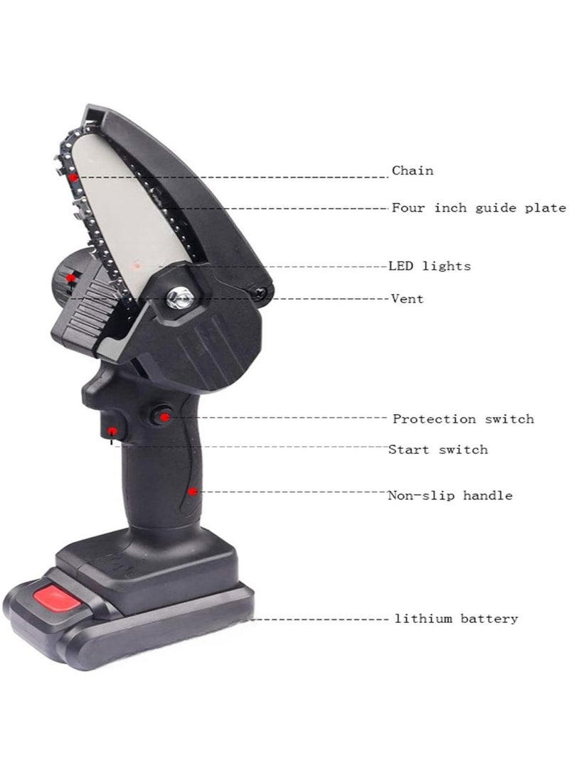 Mini Chainsaw Cordless, Garden Power Tools 24V Battery Power Pruning Cutting Chain Saw, 4 Inch,  Batteries , Chains, 1 Charger, Lightweight Portable Electric Saw Hand Trim Garden, Trees, Bushes, Wood