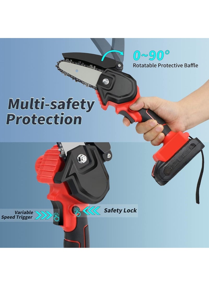 Mini Chainsaw Cordless, Garden Power Tools 24V Battery Power Pruning Cutting Chain Saw, 4 Inch,  Batteries , Chains, 1 Charger, Lightweight Portable Electric Saw Hand Trim Garden, Trees, Bushes, Wood