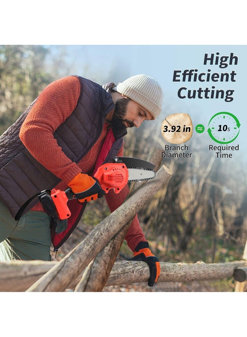 Mini Chainsaw Cordless, Garden Power Tools 24V Battery Power Pruning Cutting Chain Saw, 4 Inch,  Batteries , Chains, 1 Charger, Lightweight Portable Electric Saw Hand Trim Garden, Trees, Bushes, Wood