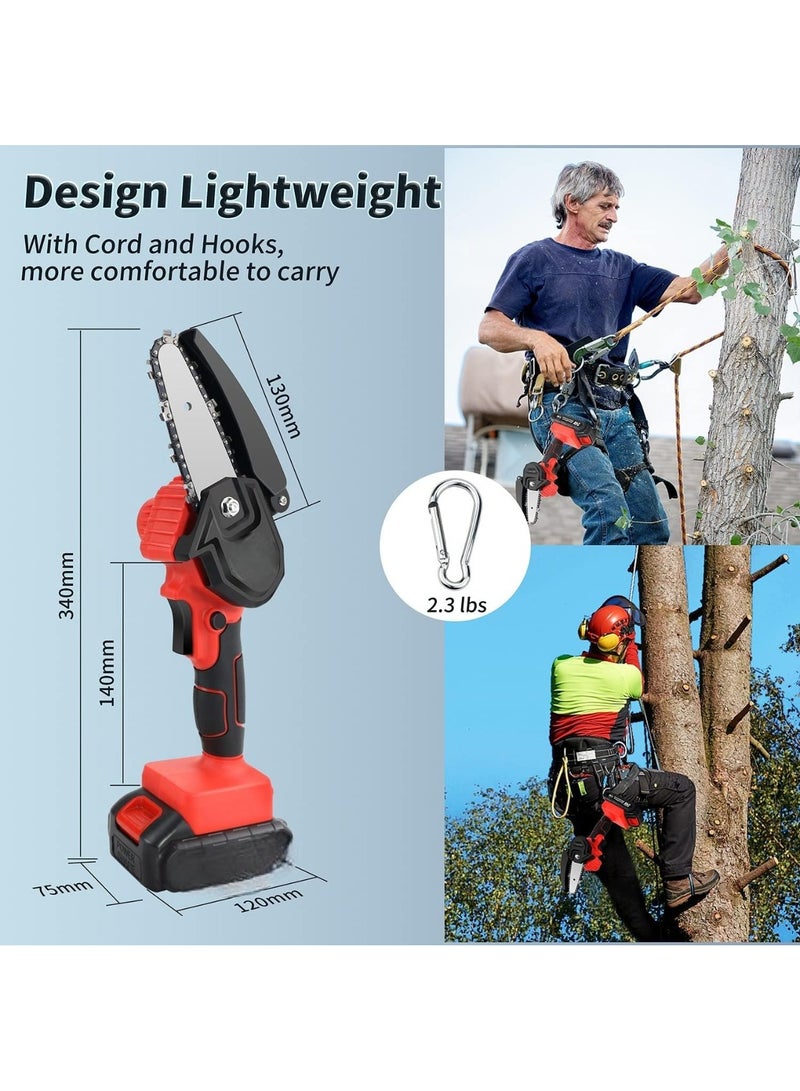 Mini Chainsaw Cordless, Garden Power Tools 24V Battery Power Pruning Cutting Chain Saw, 4 Inch,  Batteries , Chains, 1 Charger, Lightweight Portable Electric Saw Hand Trim Garden, Trees, Bushes, Wood